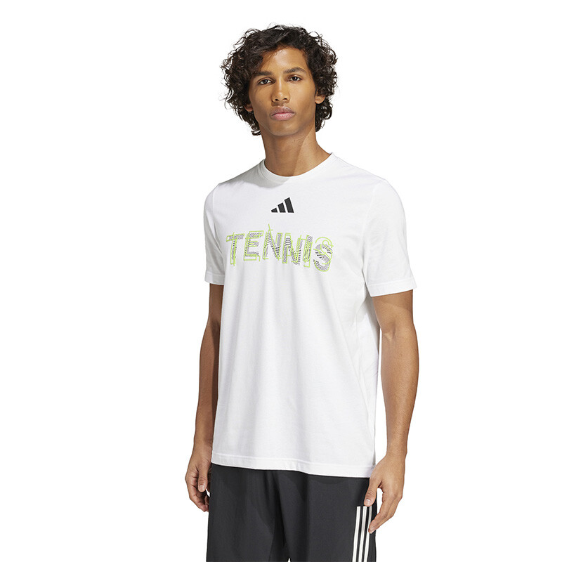 adidas Tennis HIVIS Graphic Tee (M) (White)