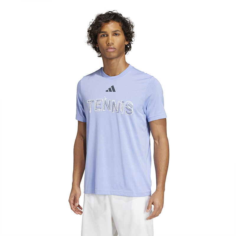 adidas Tennis HIVIS Graphic Tee (M) (Blue Spark)